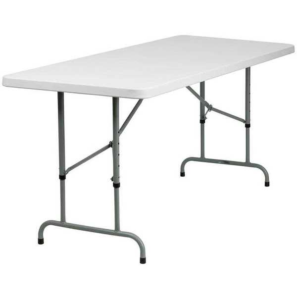 Atlas Commercial Products Titan Series™ 72"Lx30"W Adj Height Granite Wht Plastic Folding Table PFT23-3072ADJ